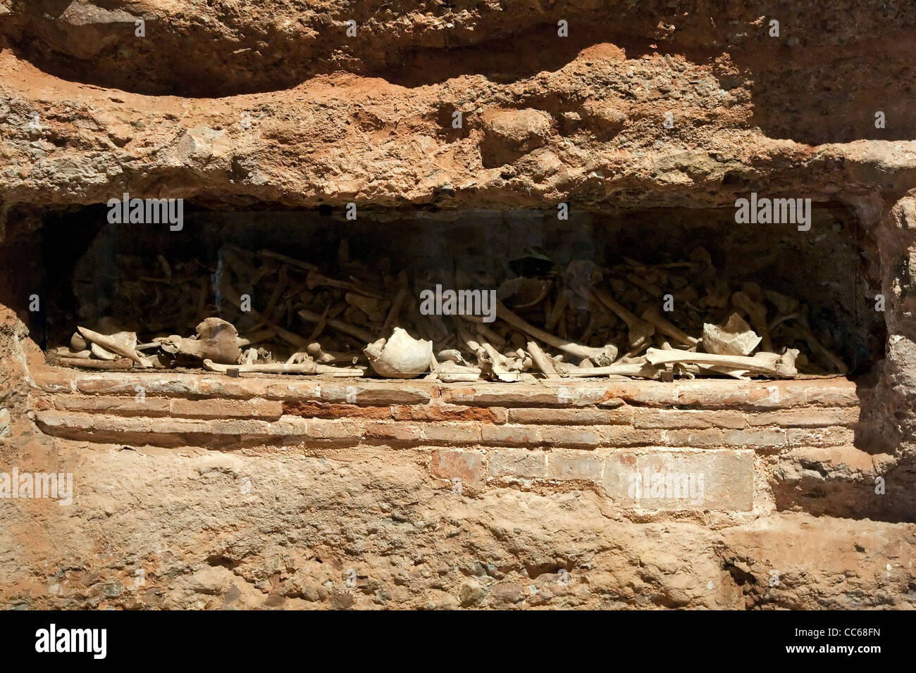 Human bones, Interior, Monasterio de Suso, Suso Monastery, San Millan de Cogolla, La Rioja Alta, Spain Stock Photo