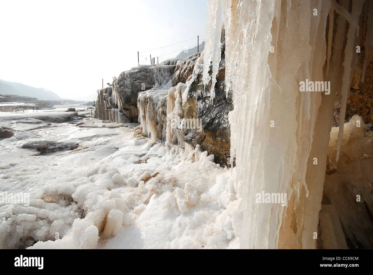 Hukou Waterfall in winter, Yanan, Shaanxi , China Stock Photo