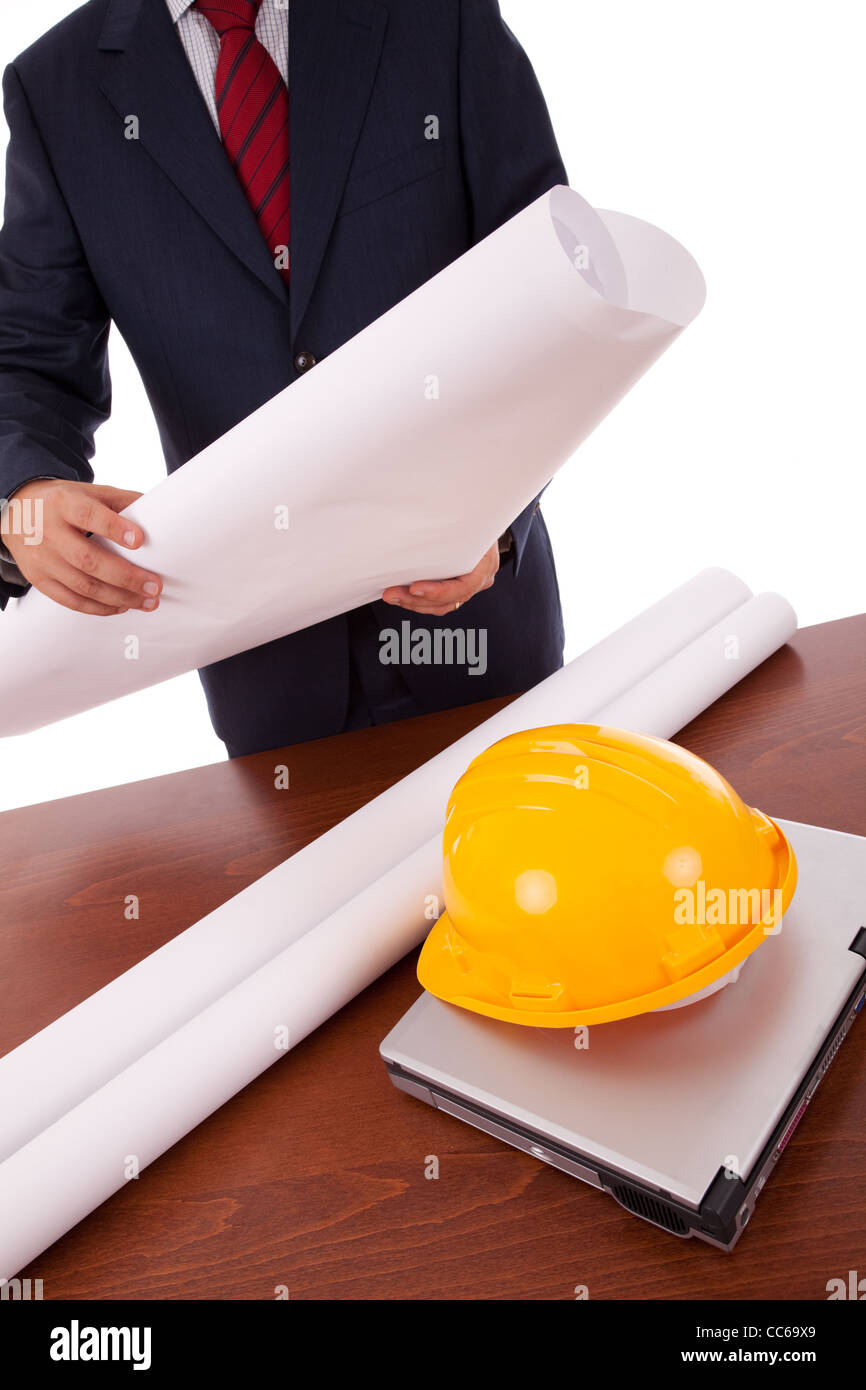 businessman architect at his office desk Stock Photo