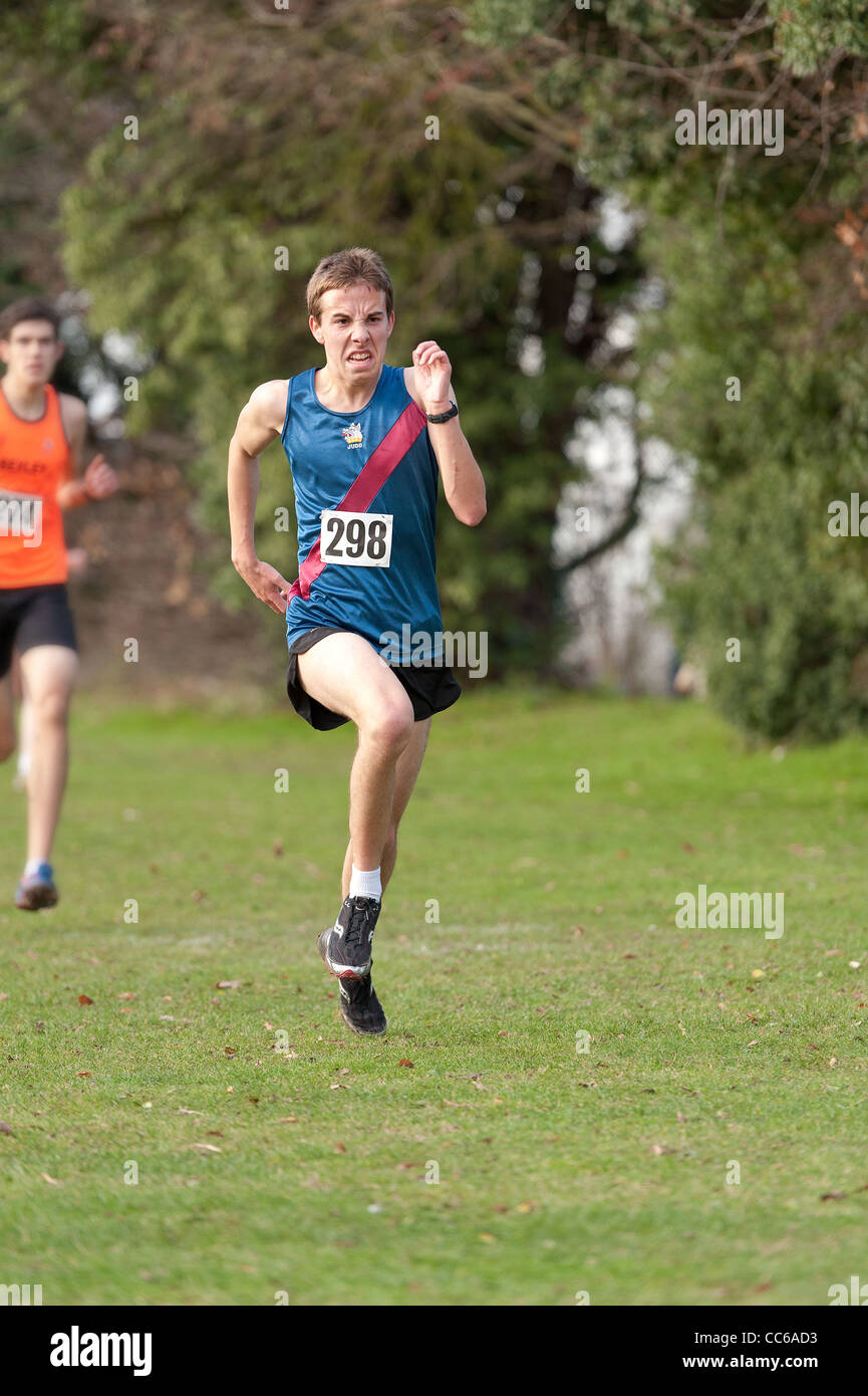 Determination and grit to meet the finish line in cross country Stock Photo
