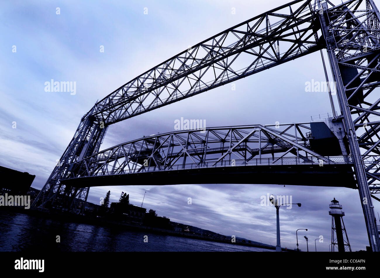 The Aerial Lift Bridge in Duluth, Minnesota Stock Photo