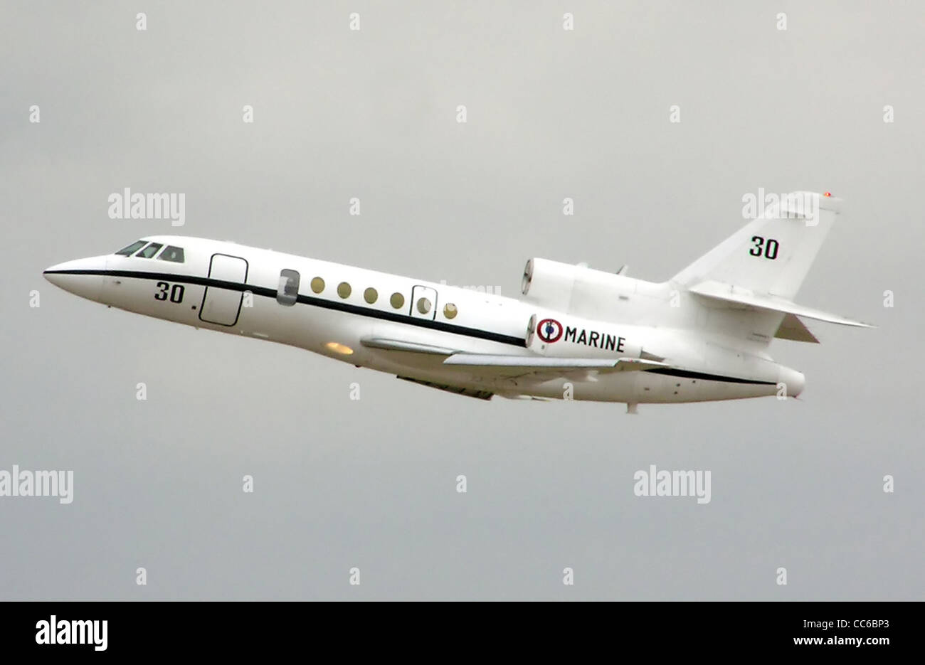 Dassault Falcon 50M of the French Navy, taking off from the Royal International Air Tattoo, Fairford, Gloucestershire, England. Stock Photo