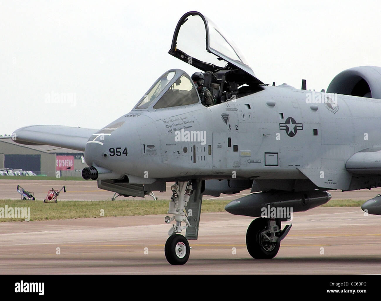 USAF OA/A-10A Thunderbolt, nose view while taxying at the Royal International Air Tattoo, Fairford, Gloucestershire, England Stock Photo