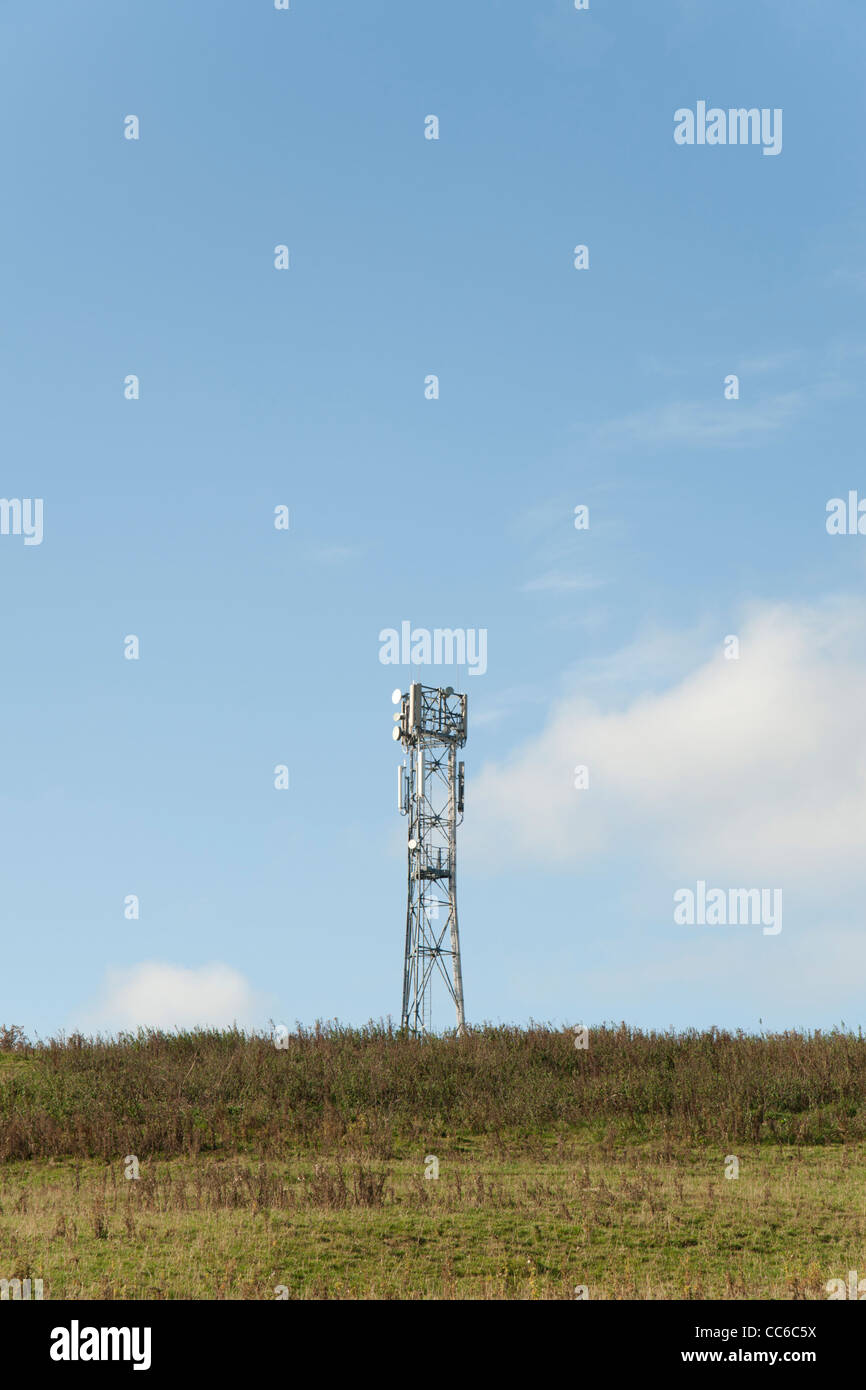 Mobile phone mast on a hilltop in Warwickshire, England, UK Stock Photo