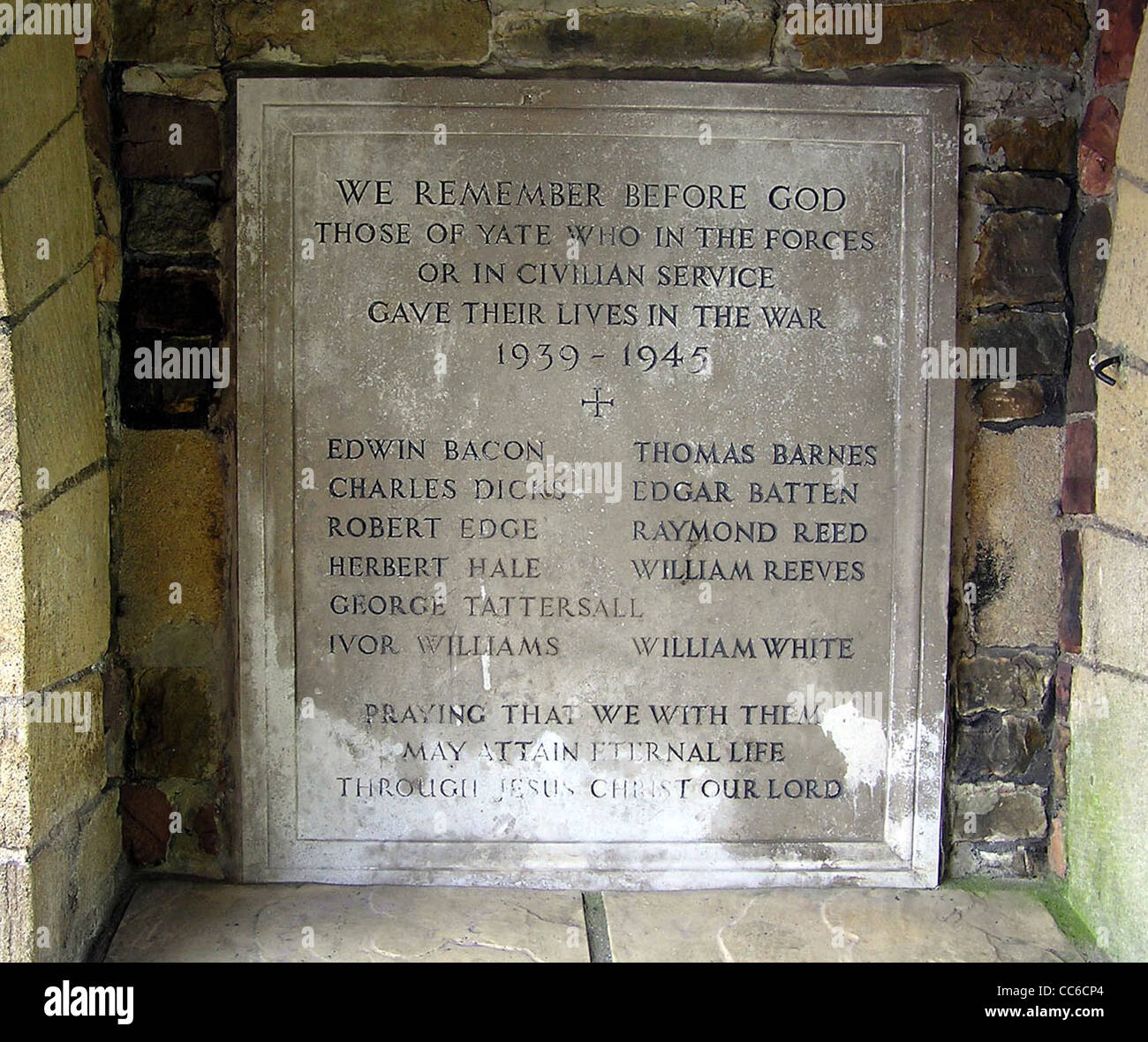 The memorial to those from Yate, killed in World War Two. Stock Photo