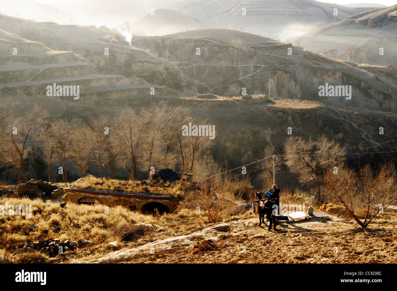 Loess Plateau, Yulin, Shaanxi Pronvince, China Stock Photo