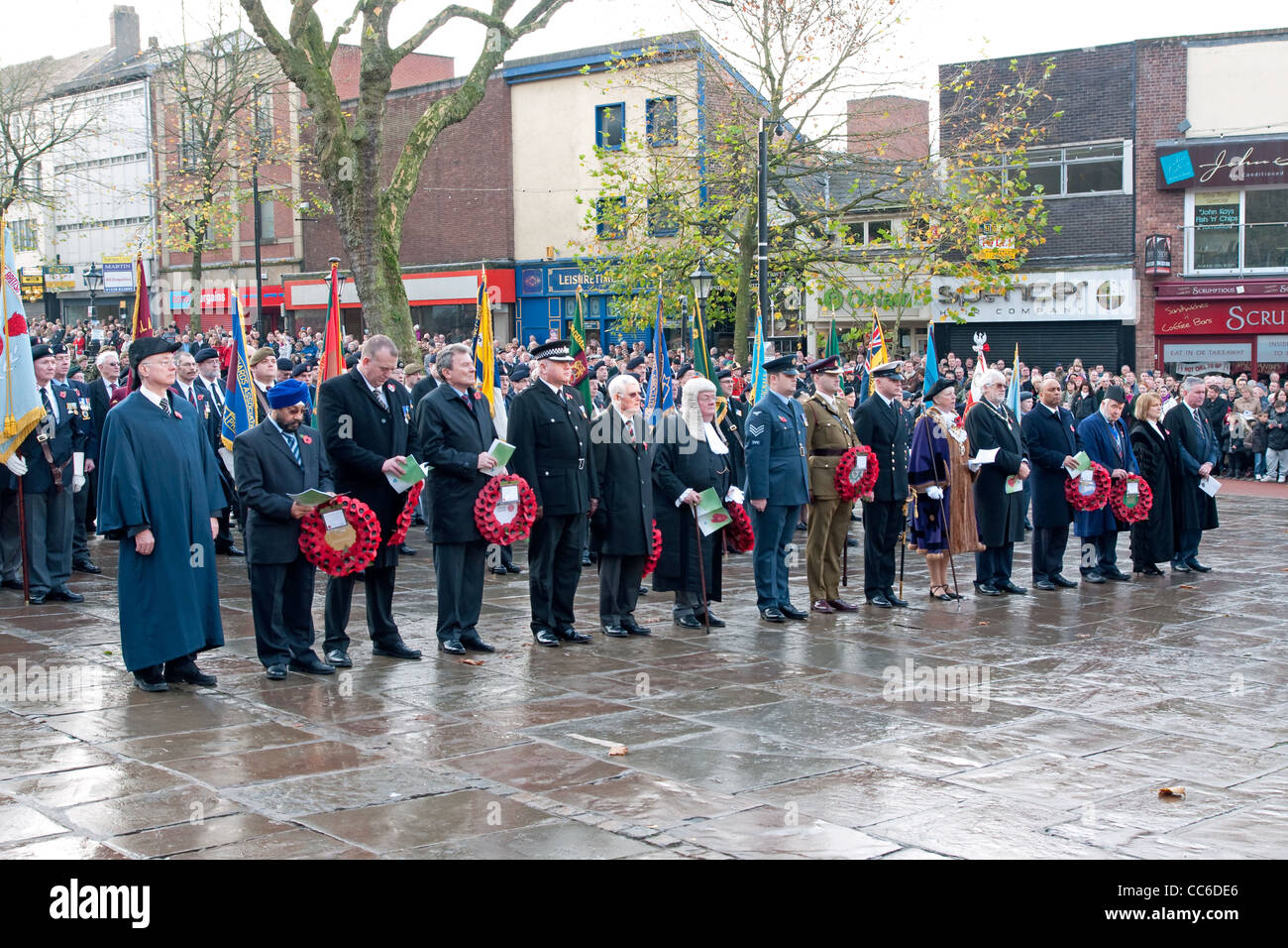 Wreath-laying party at the 2011 Remembrance Day Parade in Preston, Lancashire Stock Photo