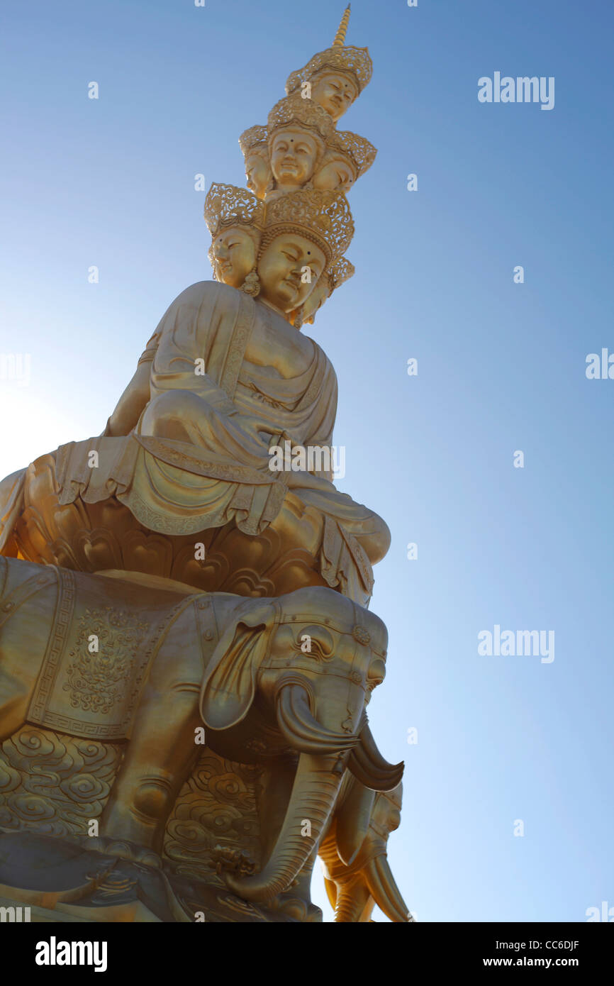 Statue of Samantabhadra, Golden Summit, Mount Emei, Leshan, Sichuan , China Stock Photo