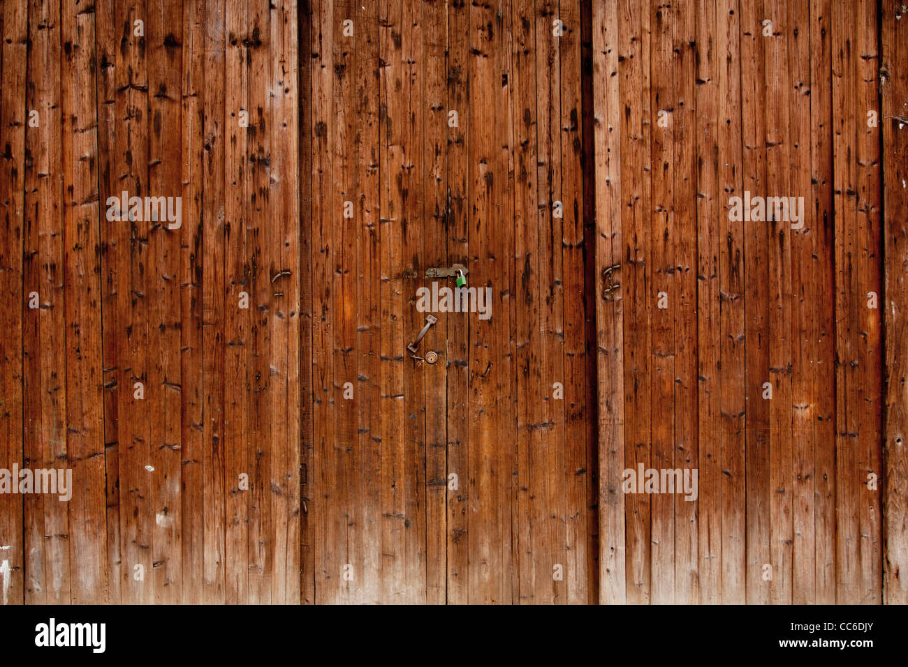 Closed wooden door, Fubao Ancient Town, Luzhou, Sichuan , China Stock