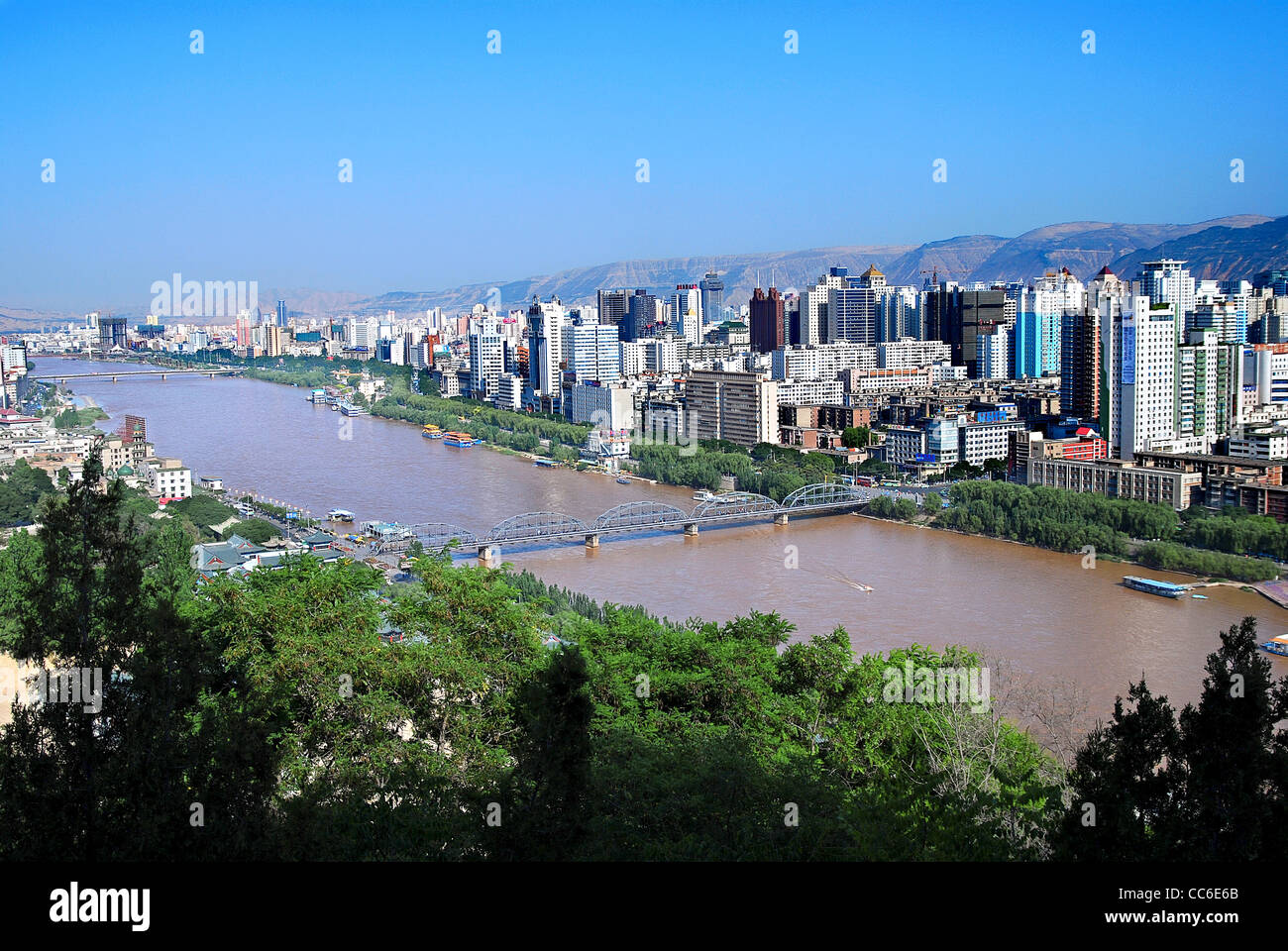 Yellow River, Lanzhou, Gansu , China Stock Photo