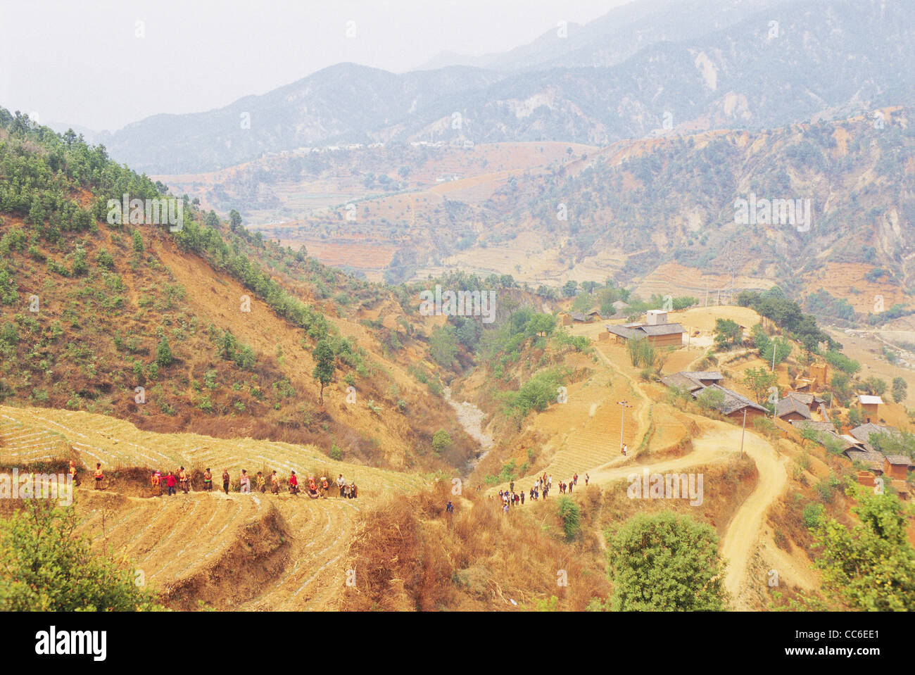 Aerial view of Southern Silk Road, Dechang, Liangshan, Sichuan , China Stock Photo