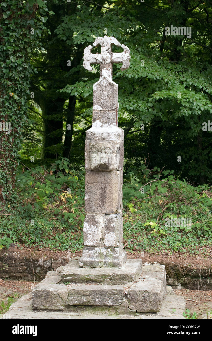 Pilgrims cross, Cruz de Peregrinos,14th Century, Orrega-Roncesvalles, Western Pyrenees, Spain Stock Photo