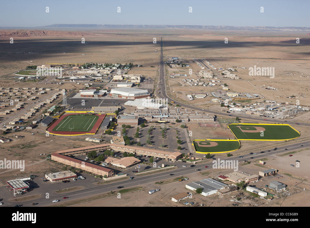 CITY OF CHINLE (aerial view). Gateway to Canyon de Chelly on the Stock