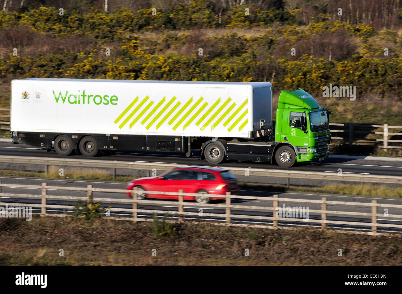 Speeding Waitrose delivery lorry on motorway Stock Photo Alamy