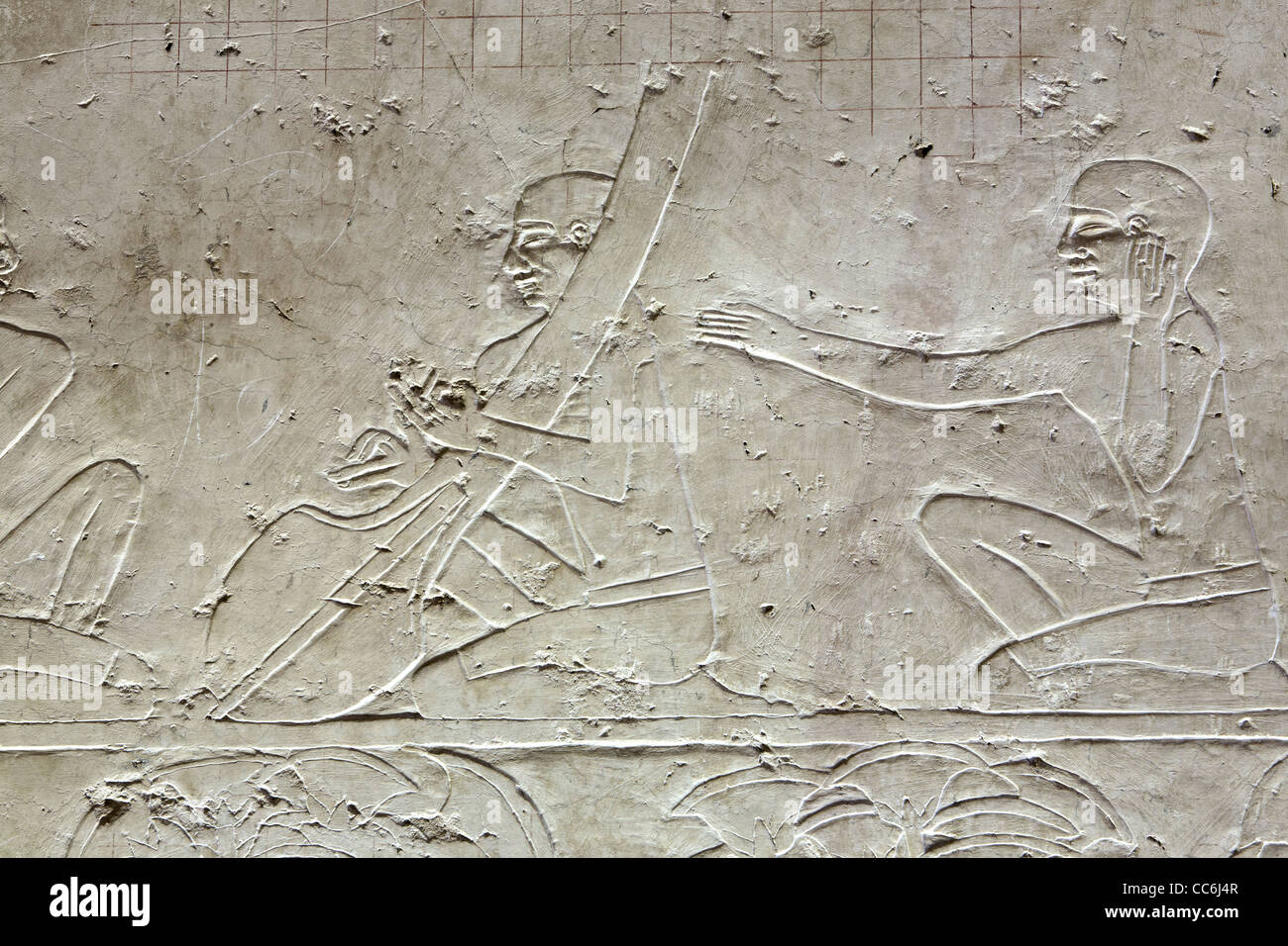 Reliefs in the Middle Kingdom tomb of Ukh Hotep Son of Senbi at Meir , North West of Asyut in Middle Egypt Stock Photo