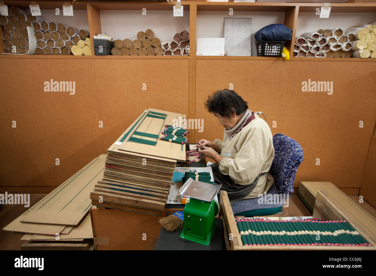 Incense manufacturing in Awaji island, Japan. Part of Kohshi group