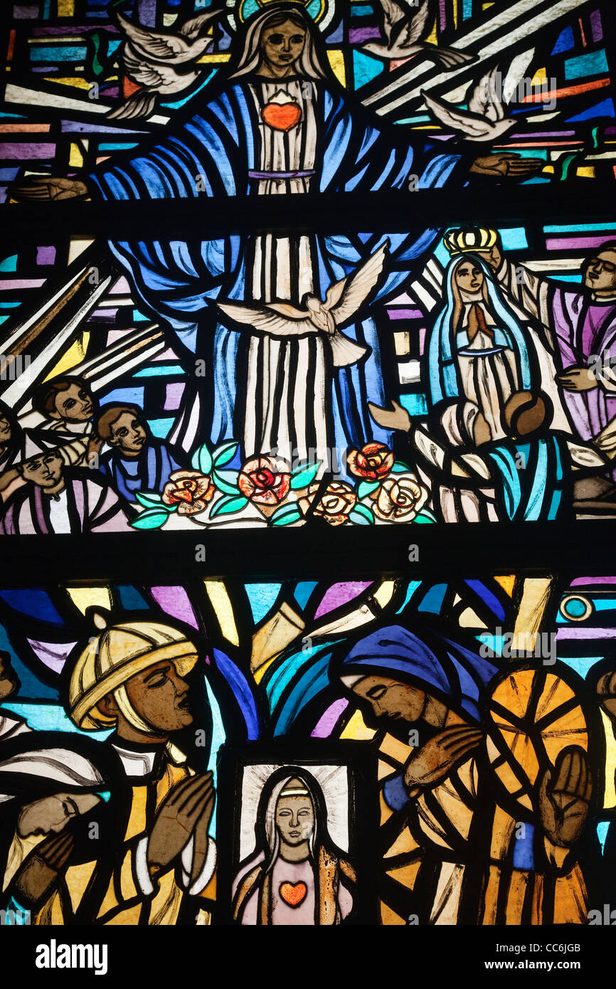 Philippines, Manila, Intramuros, Manila Cathedral, Stained Glass Window