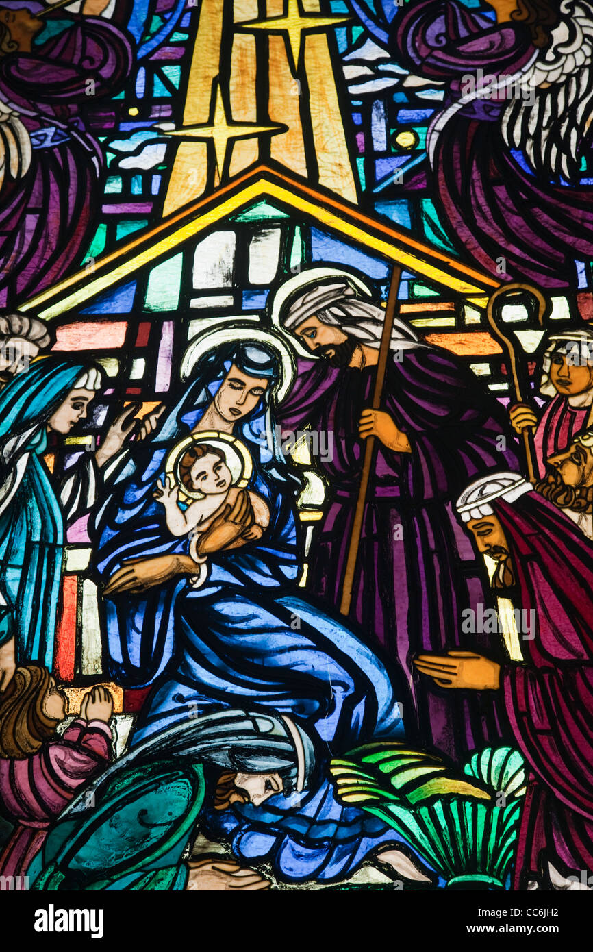 Philippines, Manila, Intramuros, Manila Cathedral, Stained Glass Window