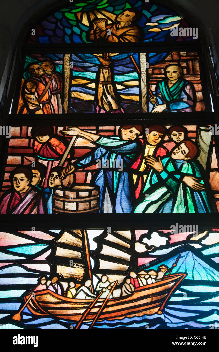 Philippines, Manila, Intramuros, Manila Cathedral, Stained Glass Window