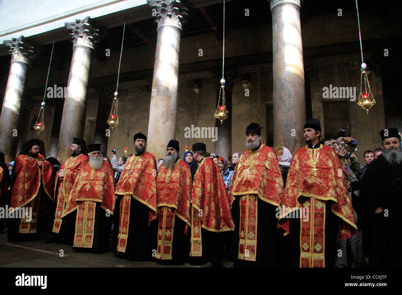 Christmas in Bethlehem, Greek Orthodox ceremony at the Church of the Nativity Stock Photo