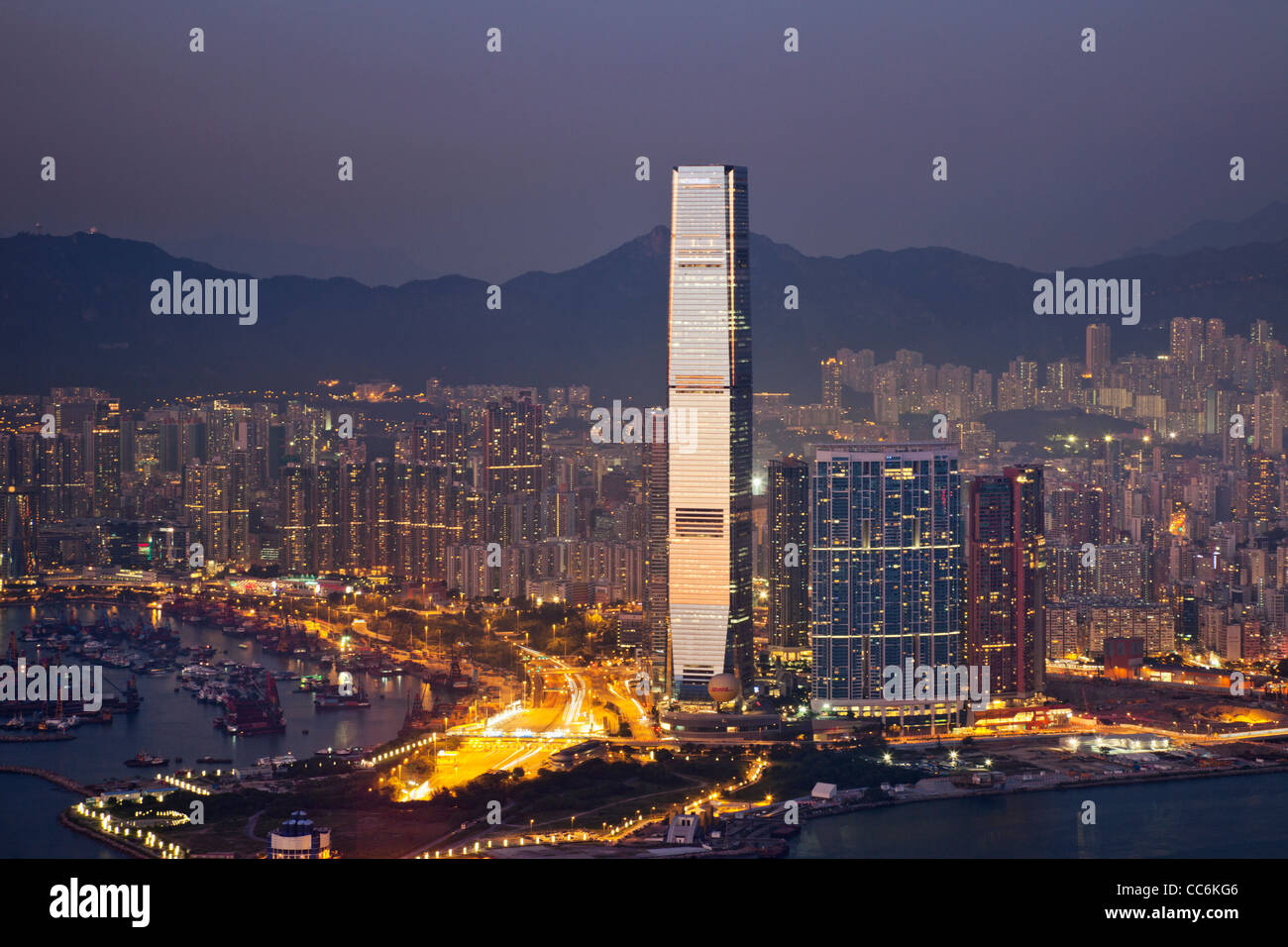 China, Hong Kong, View from Victoria Peak, West Kowloon Skyline and
