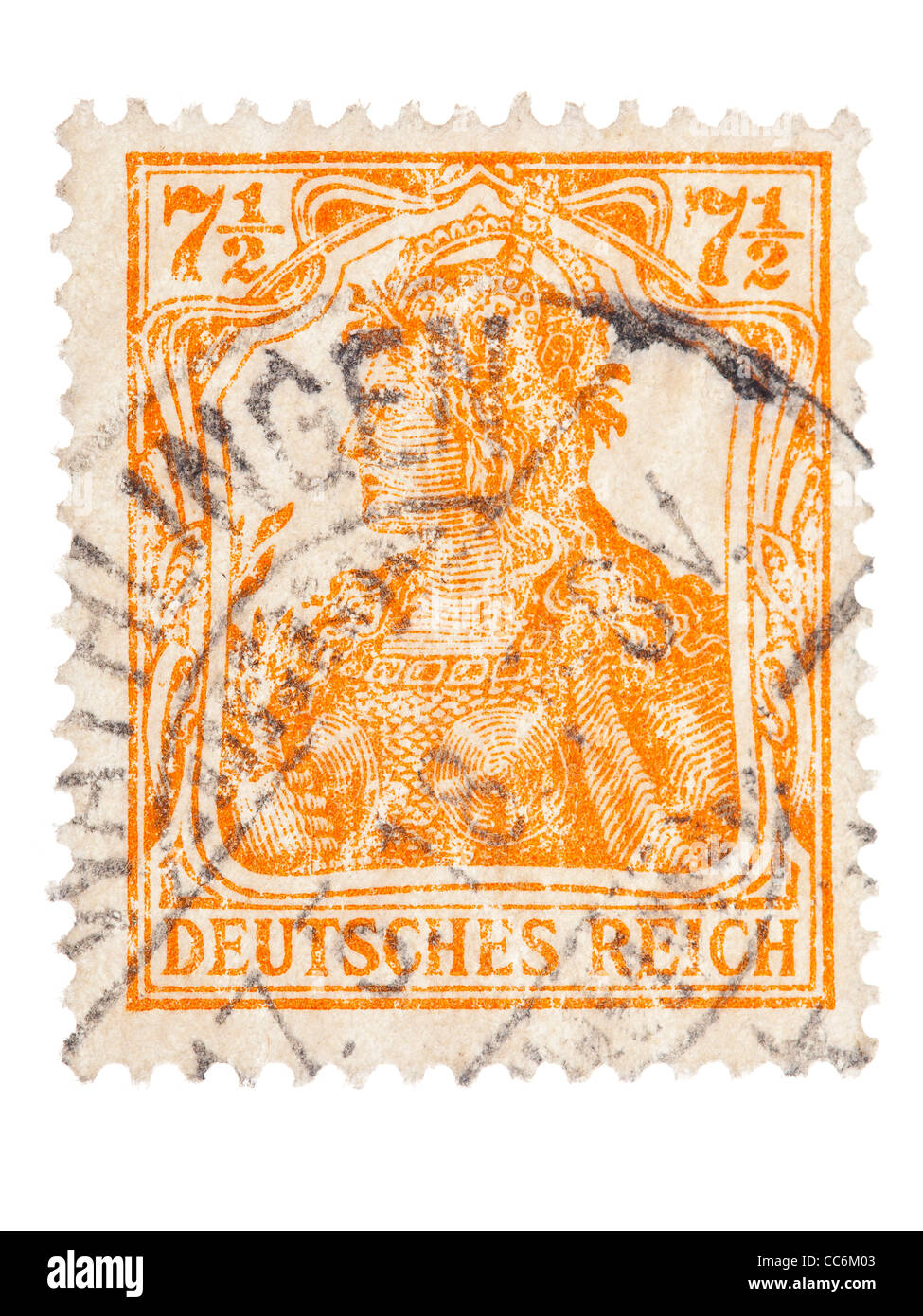 Postage stamp: German Empire, Germania, 1916, 7 1/2 pfennig, stamped Stock  Photo - Alamy