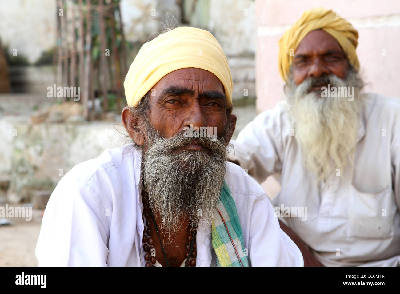 Two bearded Indian holy men. Pushkar. Rajasthan. India Stock Photo - Alamy