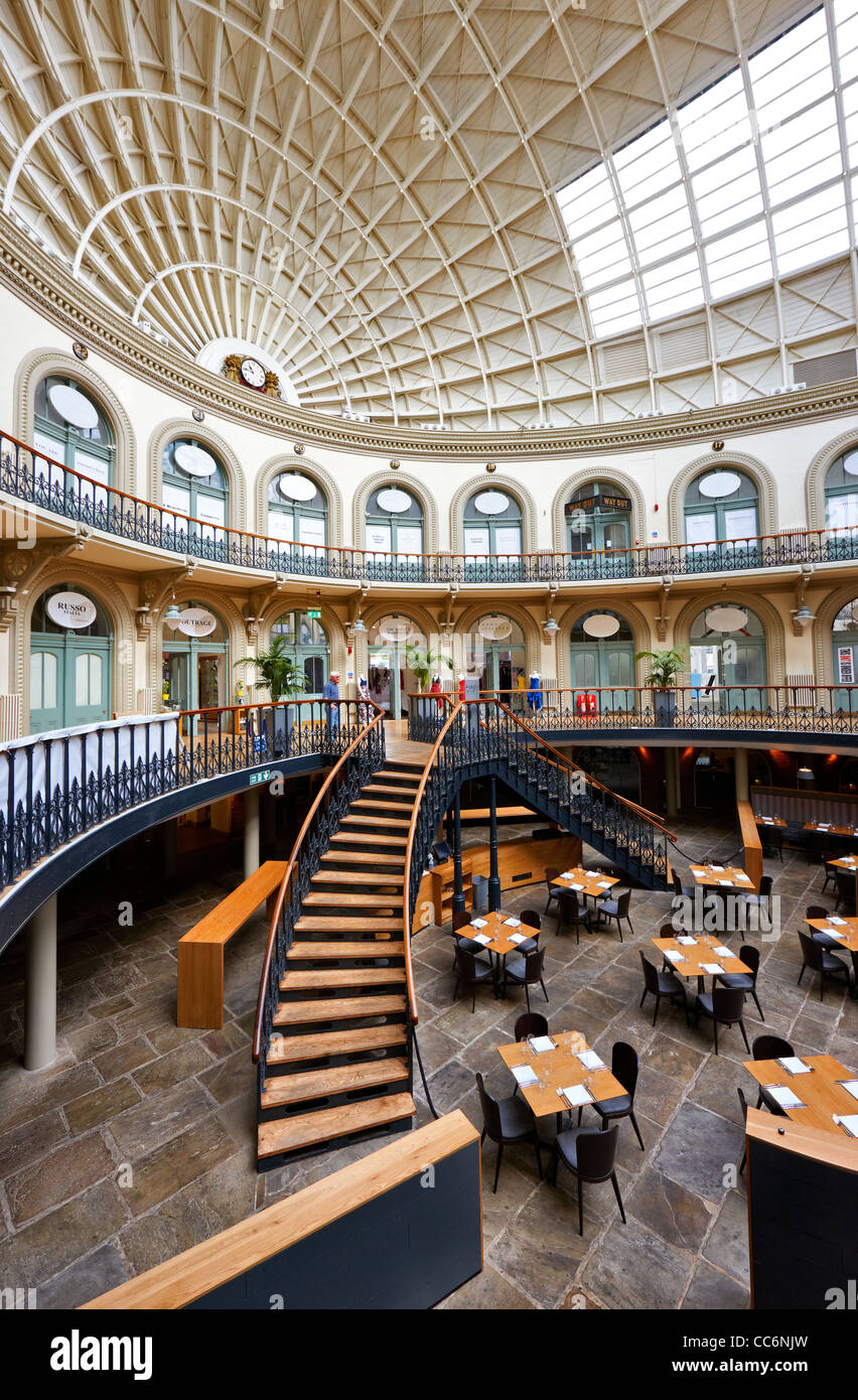 Corn Exchange Leeds, interior of the Victorian building which was reopened in 2008 following refurbishment Stock Photo