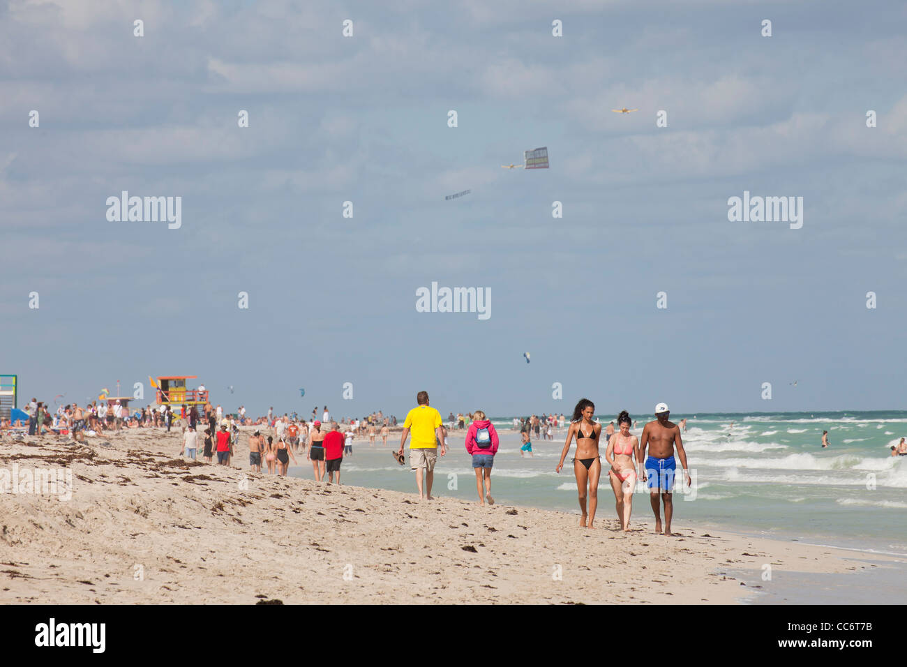 tourists at the beach, South Beach, Miami, Florida, USA Stock Photo Alamy