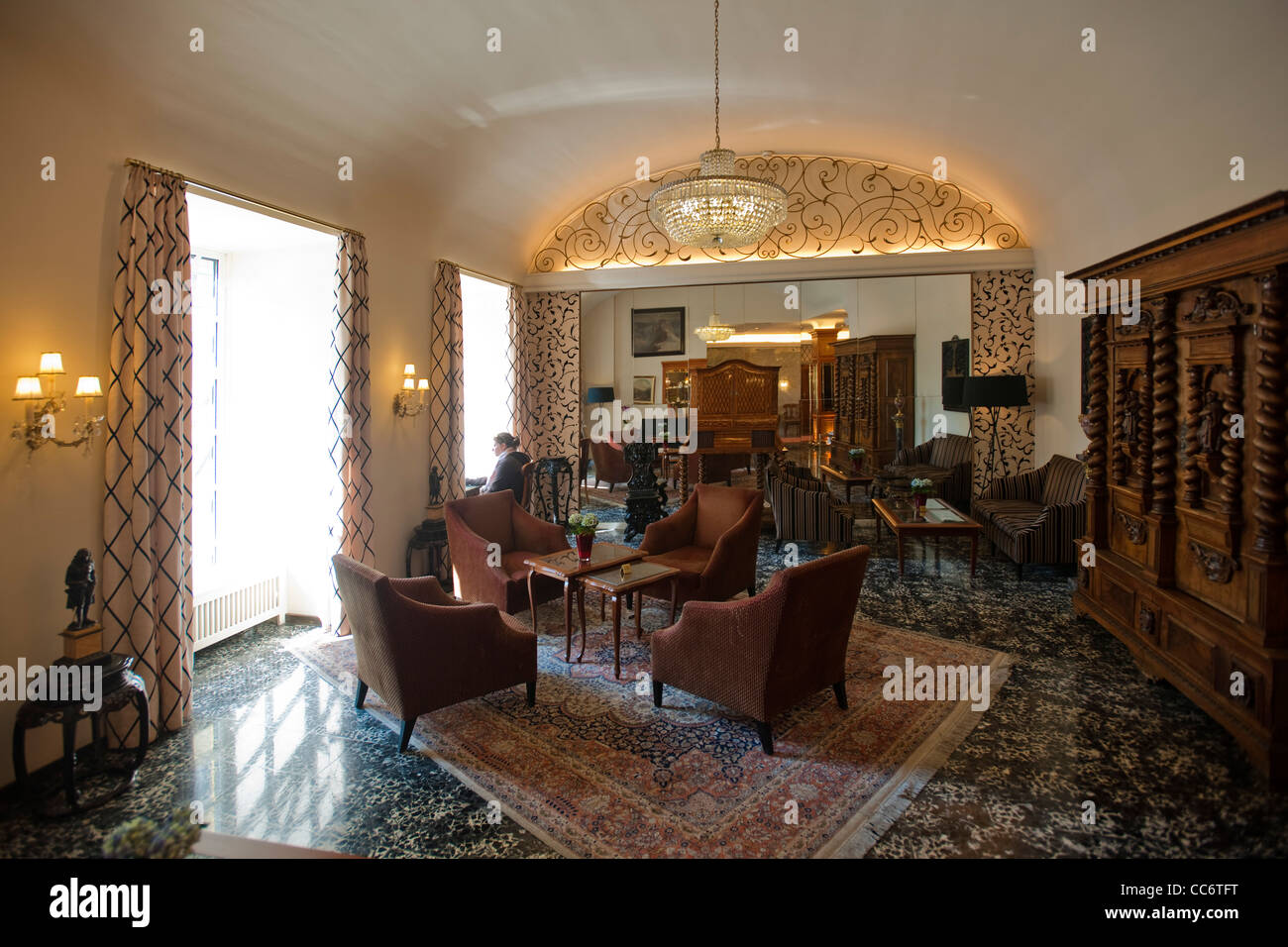 Österreich, Wien II, Hotel Stefanie, Taborstrasse 12, Lobby mit kostbaren Antiquitäten Stock Photo