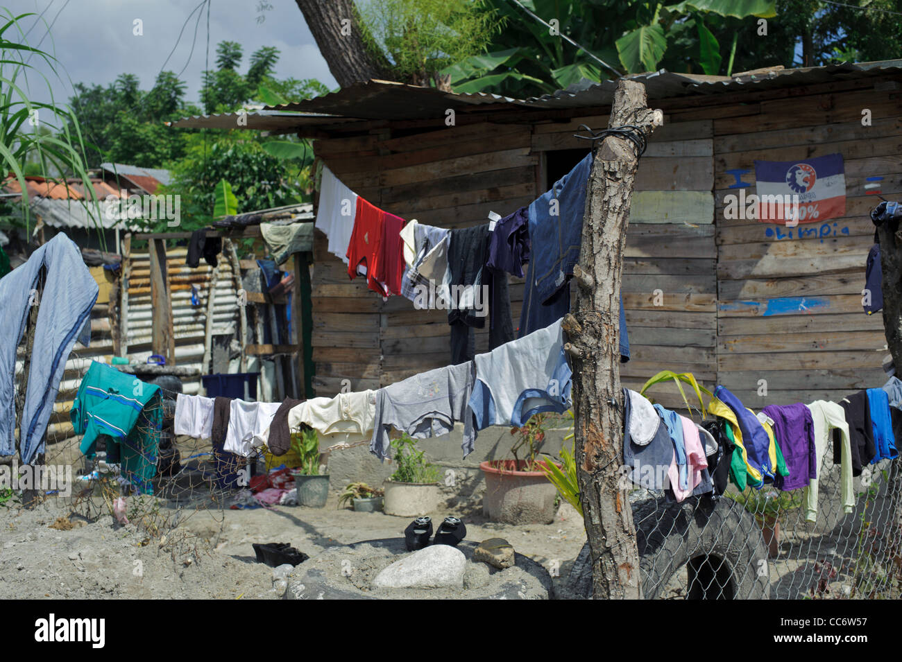 Hanging laundry in the poor barrio of Los Bordos, San Pedro Sula