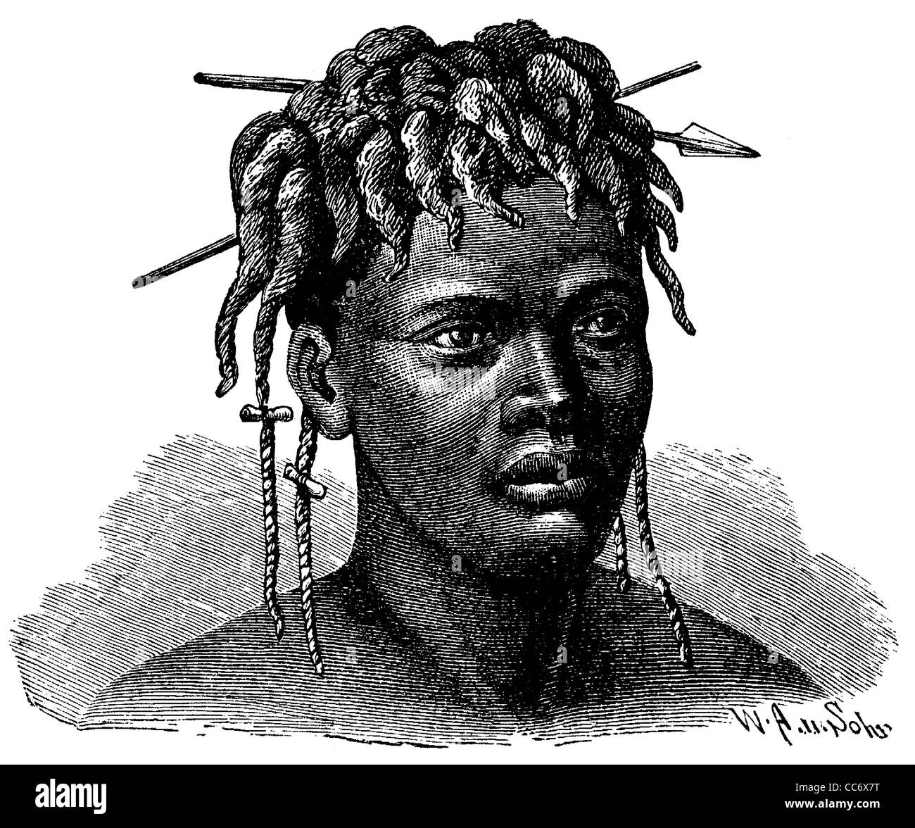 Portrait of an African woman (Njammjam), woman from Africa Stock Photo