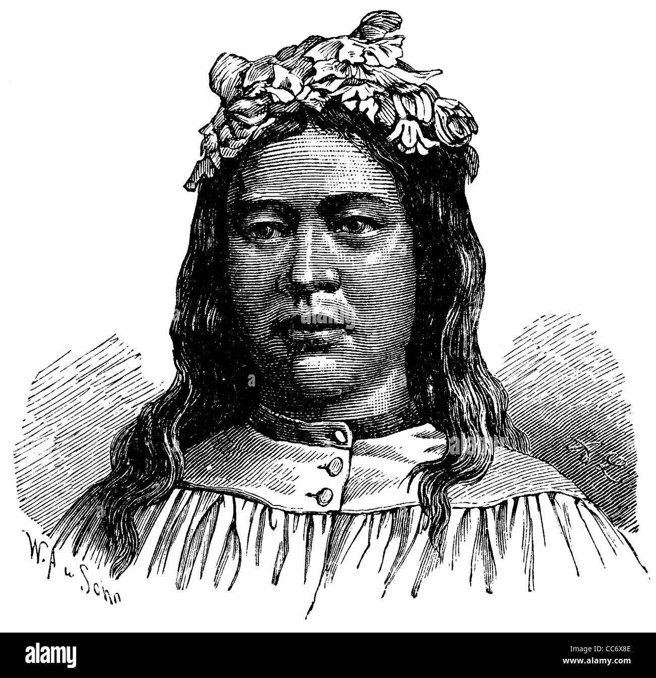 Portrait of a Tahitian woman, woman from Tahiti Stock Photo