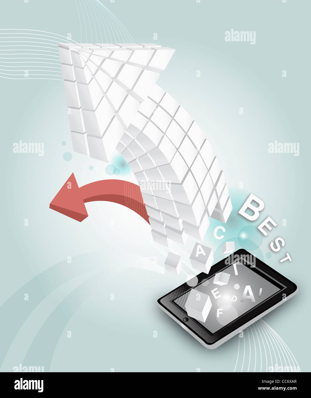 best and arrows coming out from tablet PC Stock Photo - Alamy