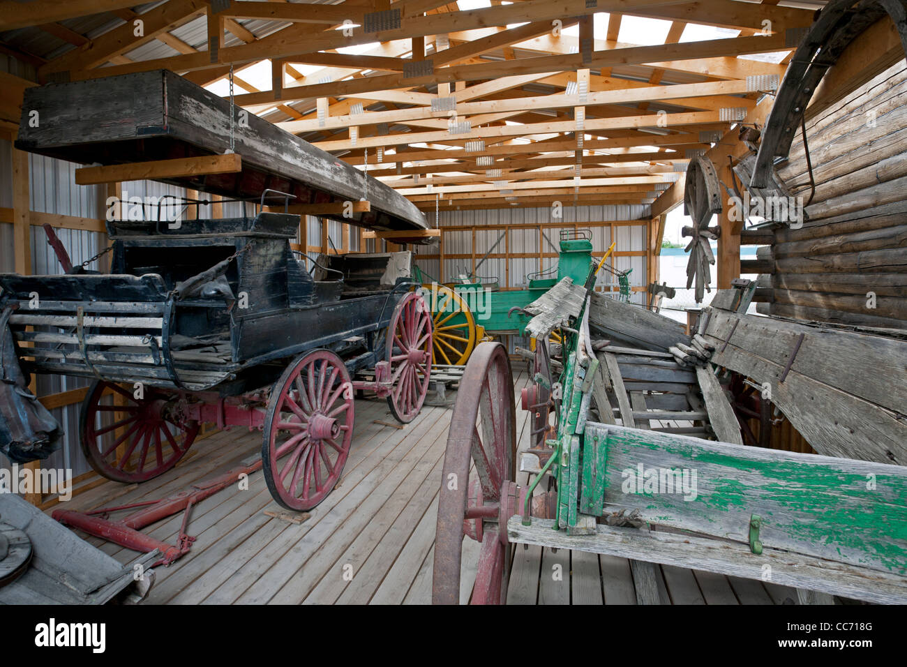 Old horse carts. MacBride Museum of Yukon History. Whitehorse. Canada