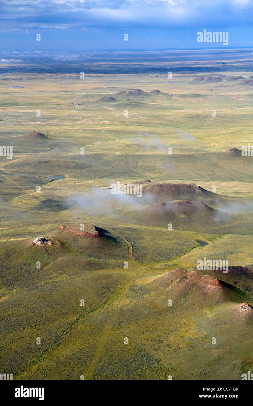 Aerial view of high plains desert near Gillette, Wyoming, USA. Stock Photo