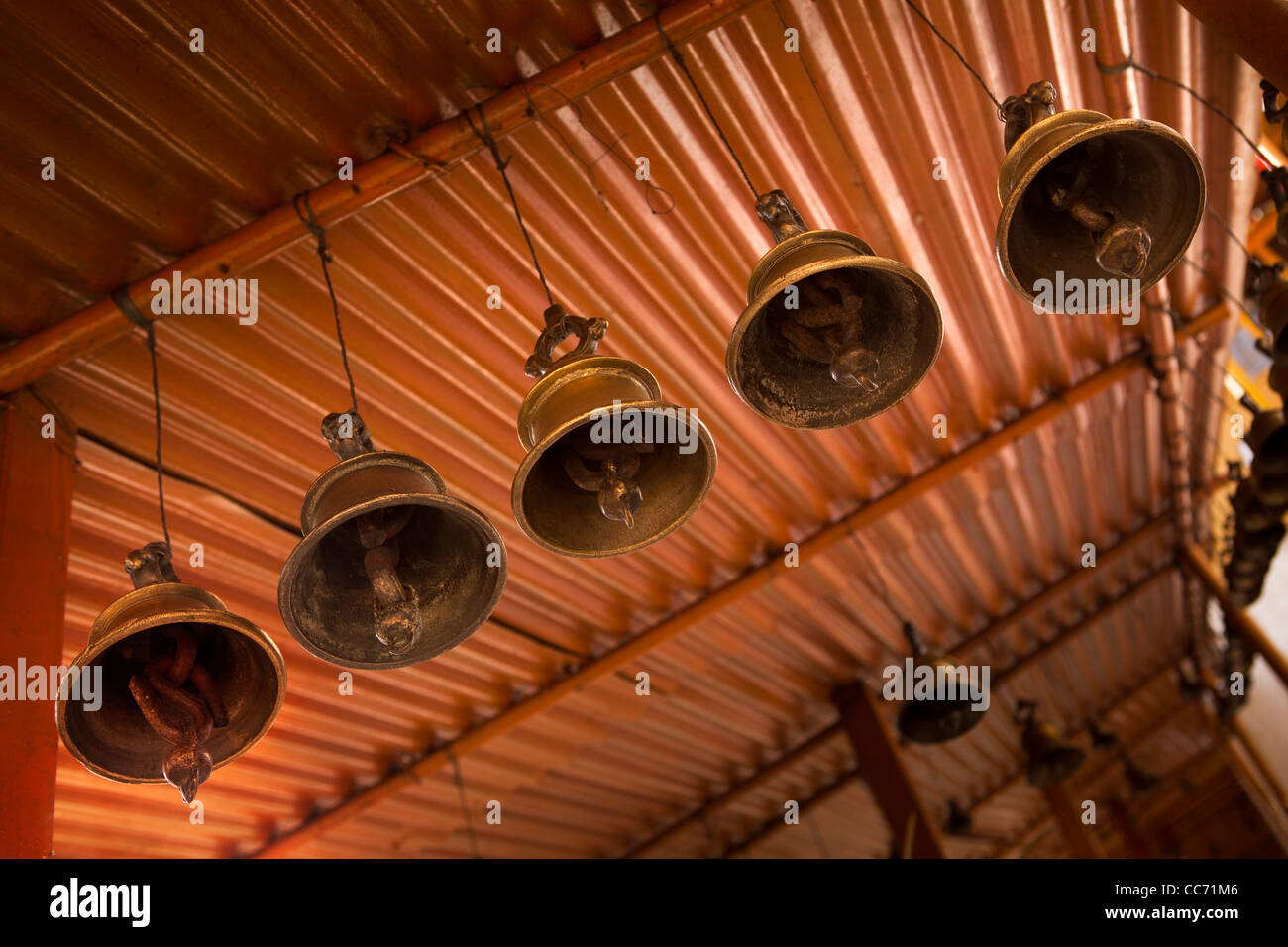 India, Arunachal Pradesh, Tenga, Nag Mandir Hindu temple, brass bells