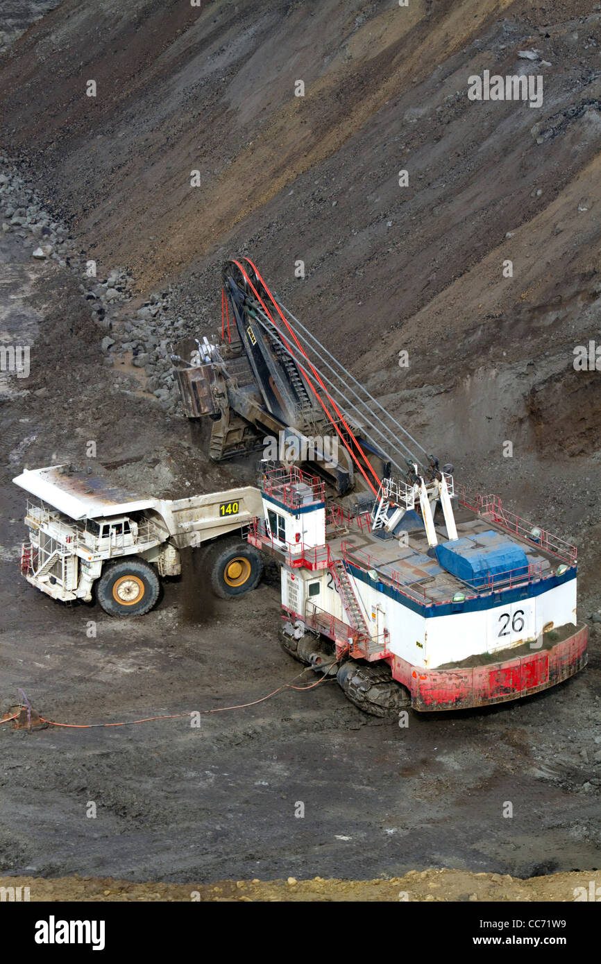 Aerial view of coal surface mining in Campbell County, Wyoming, USA. Stock Photo