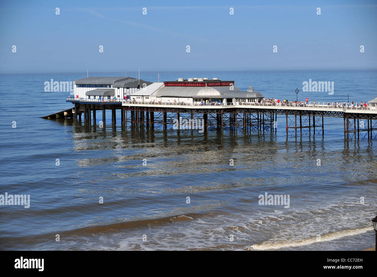 The traditional seaside pier at Cromer, North Norfolk, UK, on a quiet afternoon in early summer. Stock Photo