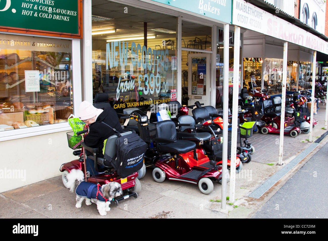 East coast, Mablethorpe, Lincolnshire motobility scooter shop on High