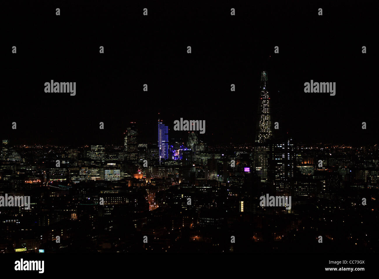 Panorama of the city of London at night Stock Photo