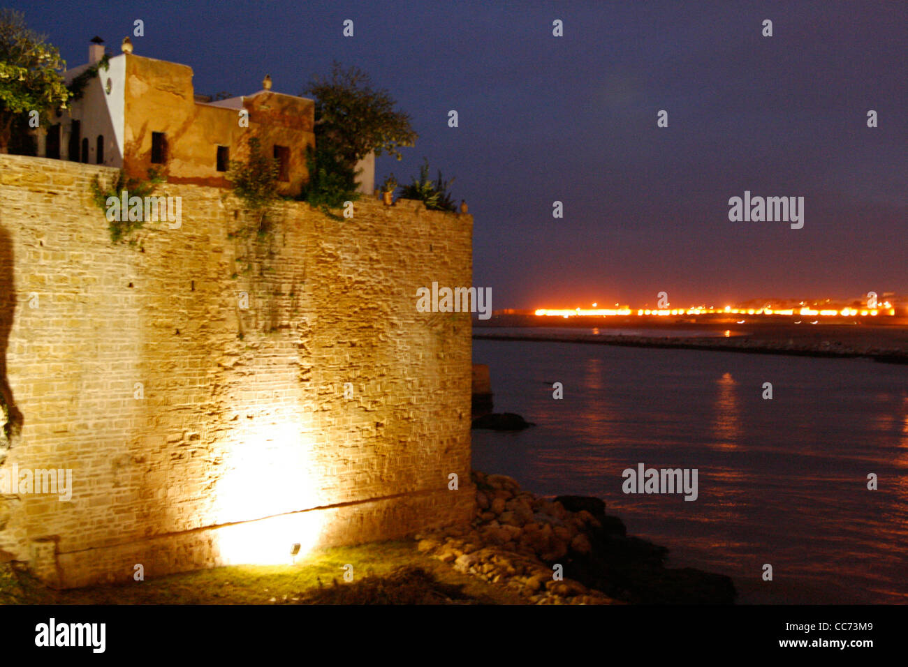 Night view of the "Kasbah des Oudaias". Rabat, Morocco. Stock Photo