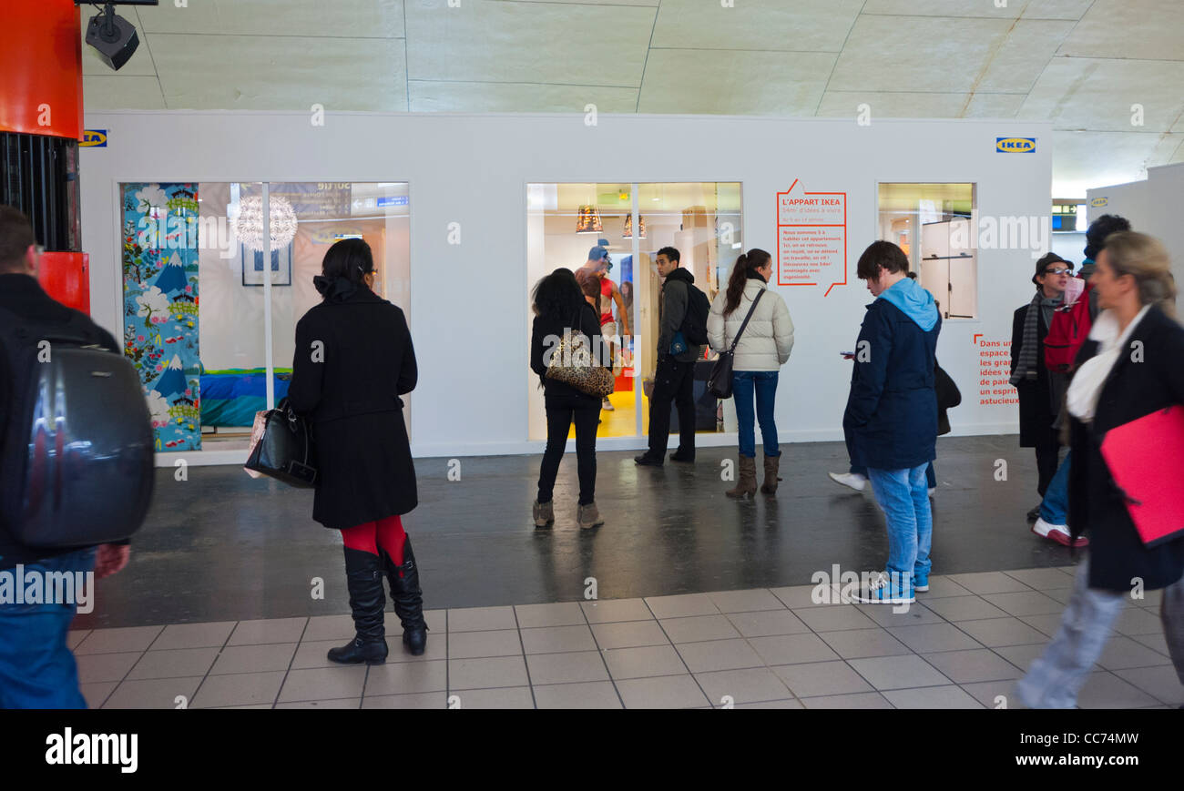 Paris, France, Crowd People, Looking, Unusual Advertising Furniture