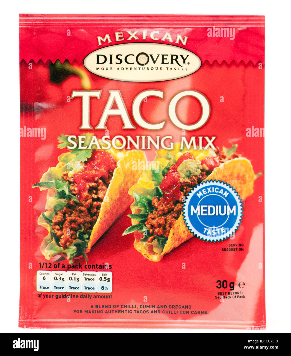 Packet of Mexican discovery Taco seasoning mix Stock Photo