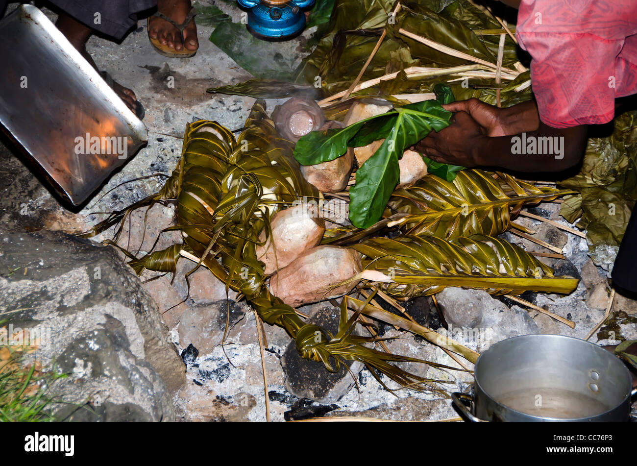 Fiji underground cooking method called a lovo, iconic South Seas