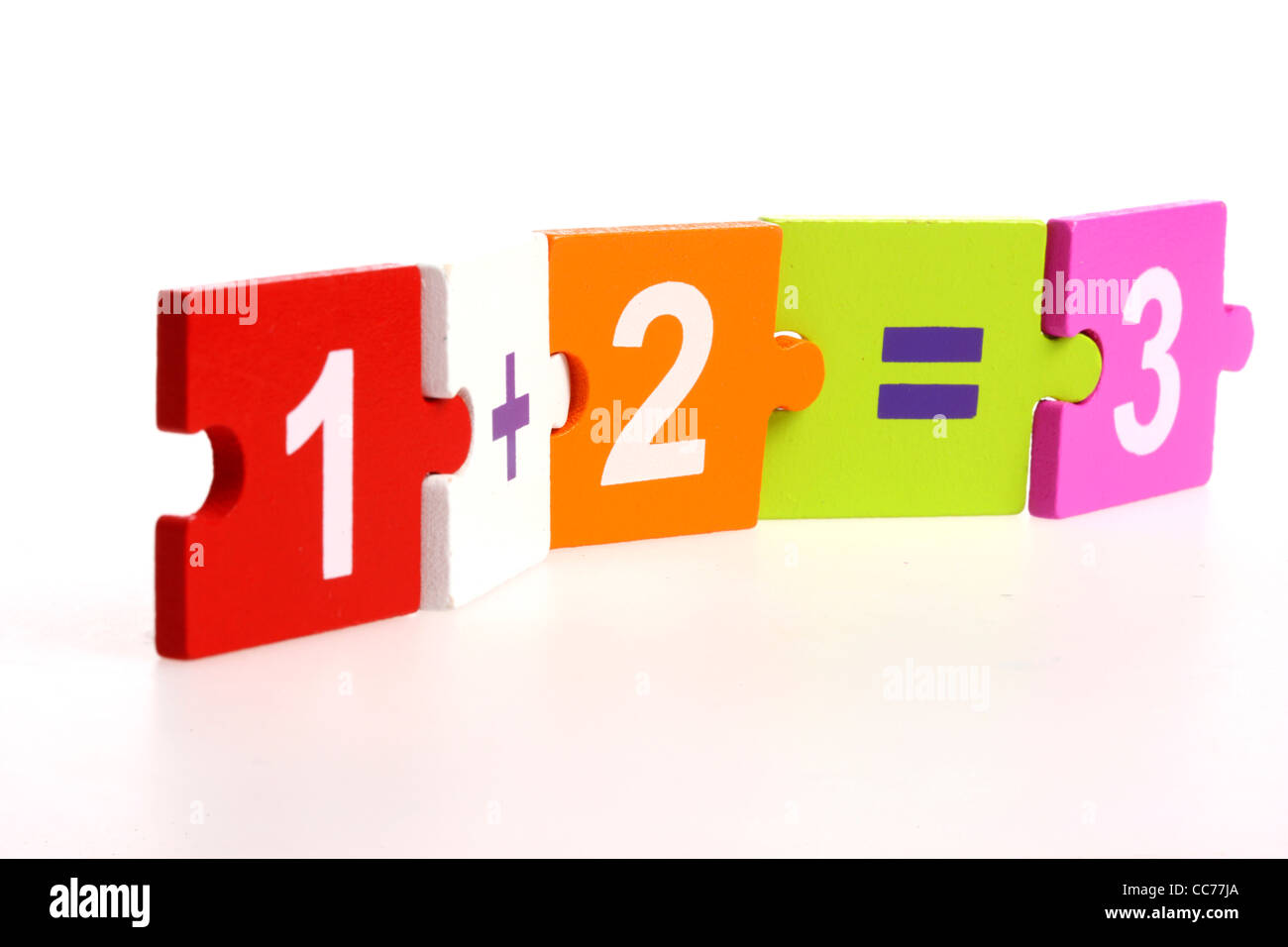 Mathematics puzzle, for kids. To learn mathematics while playing, basic arithmetic operations. Stock Photo