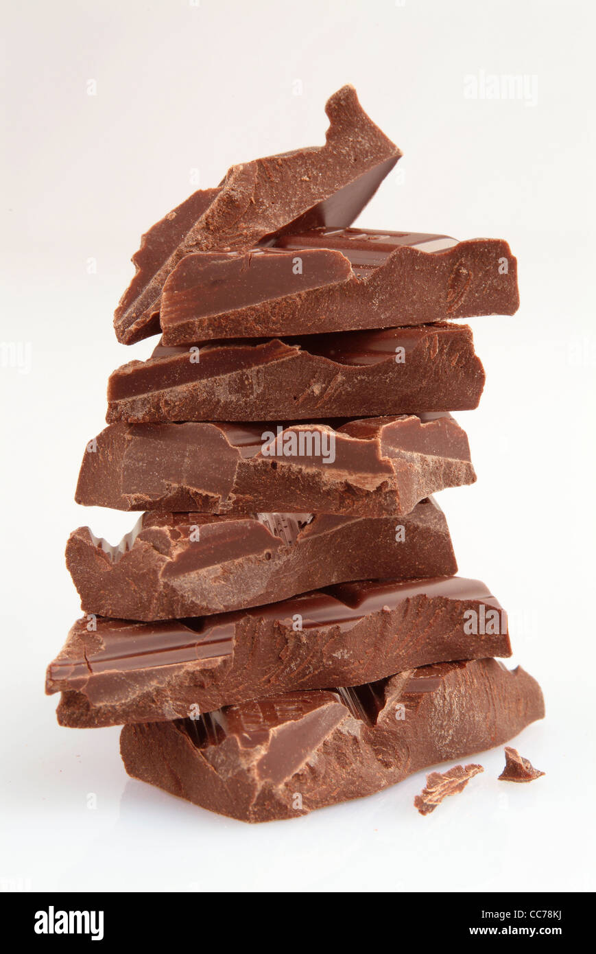 Stack of chocolate chunks Stock Photo