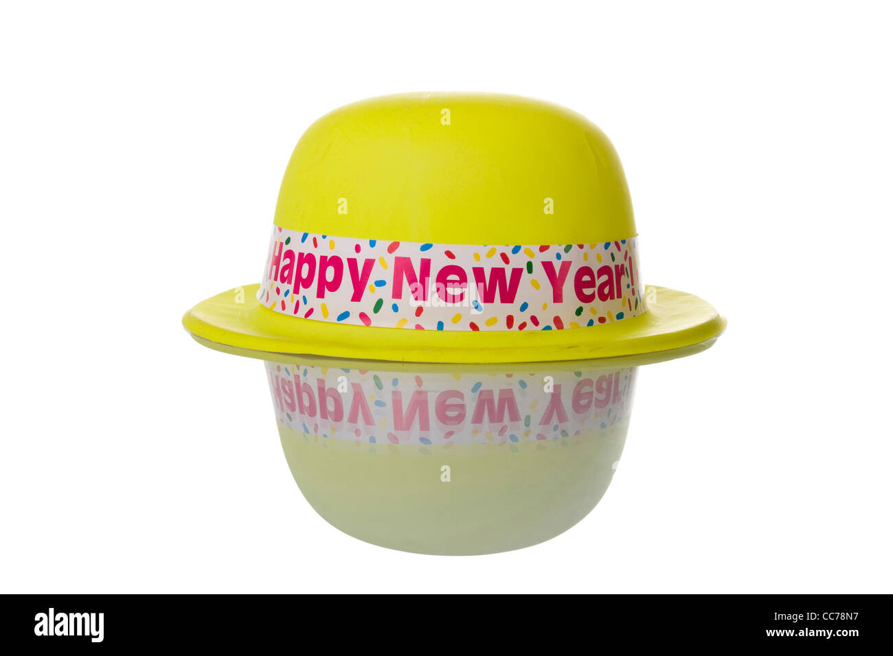 a colorful new year hats (isolated on white) Stock Photo