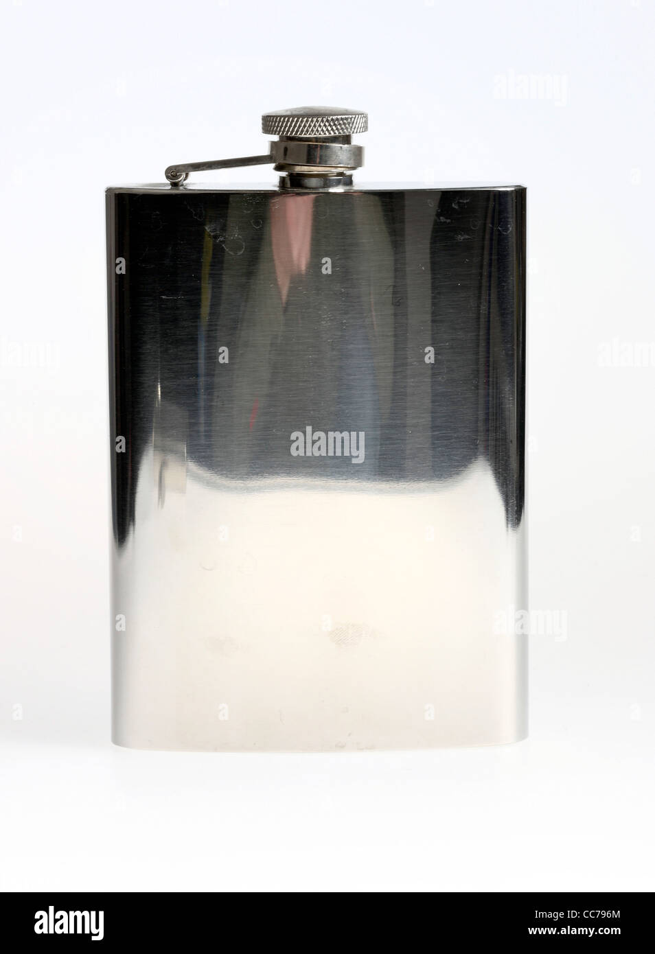 Silver, metal, stainless steel flask, hip flask. Small bottle to carry