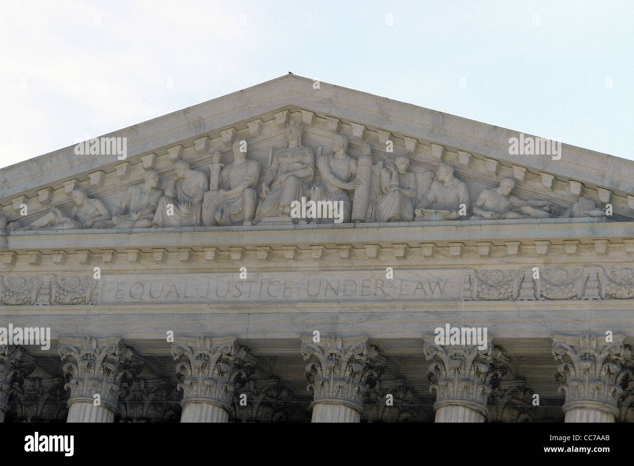 Closeup of Frieze and Phrase Equal Justice Under Law on the United ...
